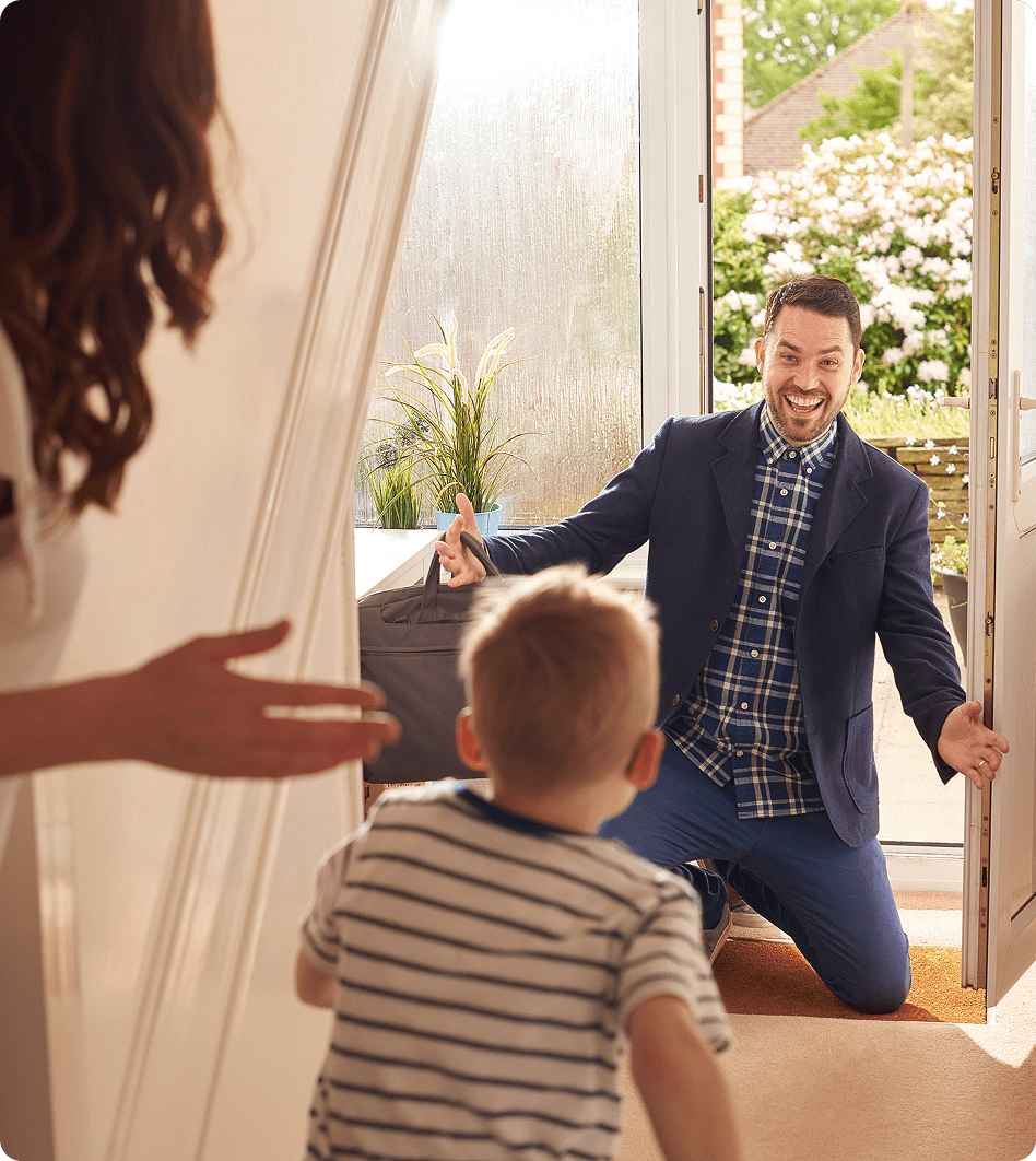 Joyful reunion between father and son